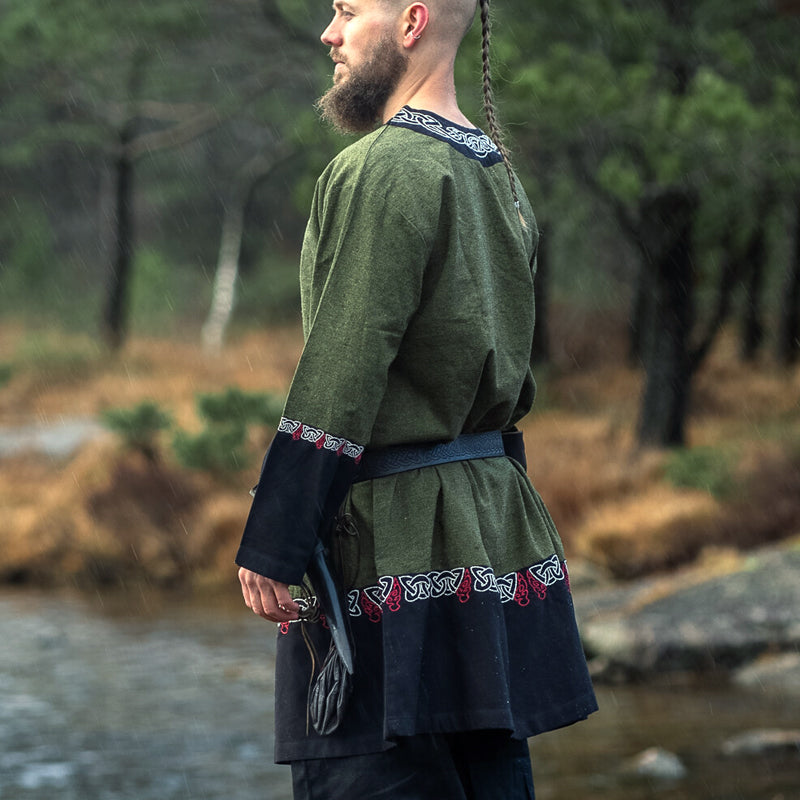 Green and Black Tunic w/ Embroidery - Cotton