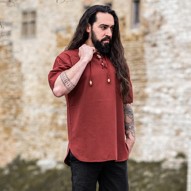 Red Short Sleeved Medieval Shirt - Soft Cotton