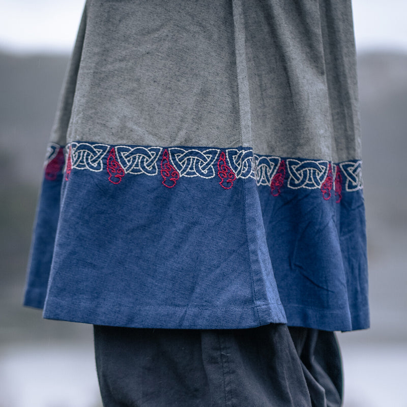 Gray and Blue Tunic w/ Embroidery - Cotton