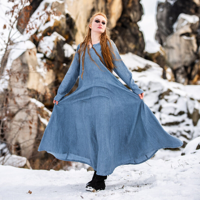 Blue Viking Dress - Linen