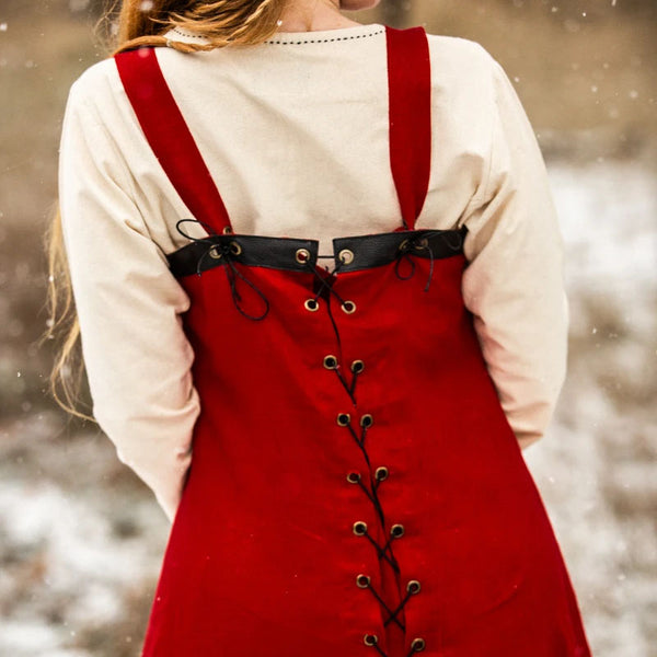 Red Overdress / Apron Dress - Linen