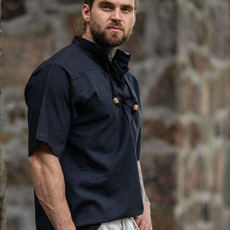 Black Short Sleeved Medieval Shirt - Soft Cotton