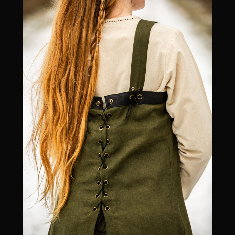 Green Overdress / Apron Dress - Linen