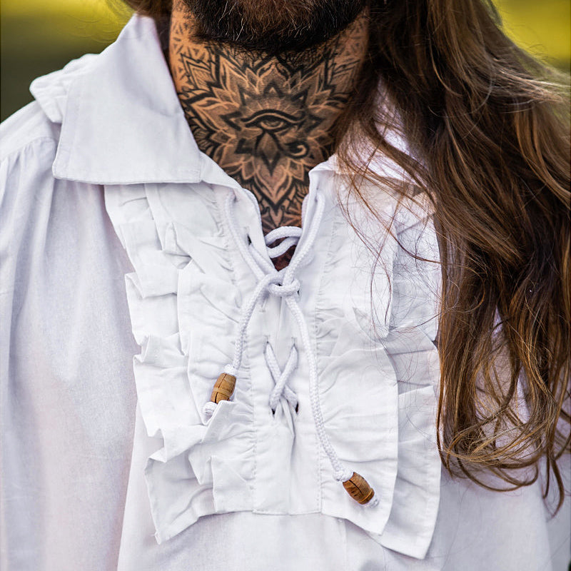White Frilled Pirate Shirt - Cotton