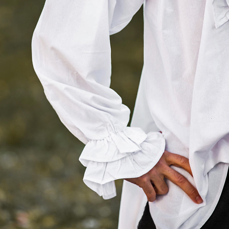 White Frilled Pirate Shirt - Cotton