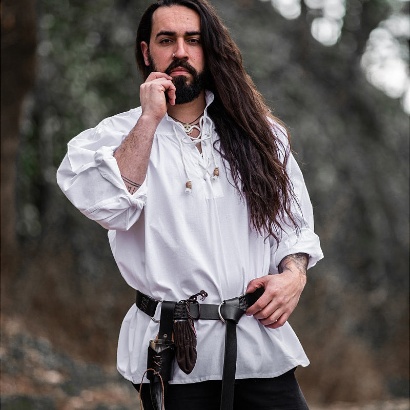 White Long Sleeved Medieval Shirt - Soft Cotton