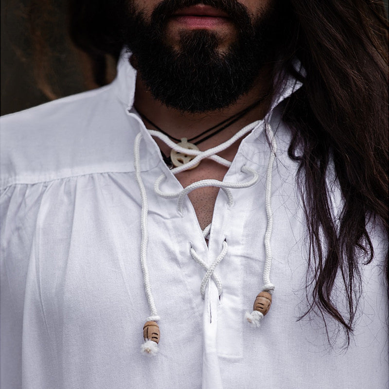 White Long Sleeved Medieval Shirt - Soft Cotton