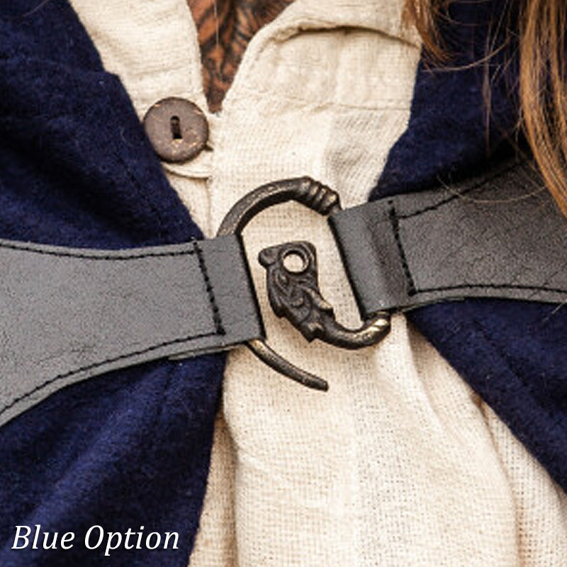 Blue Cloak w/ Wolf Clasp - Wool