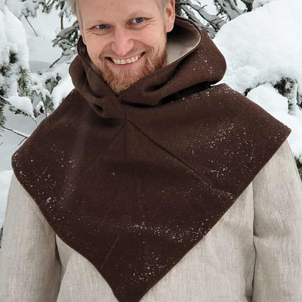 Brown Skjoldehamn Hood - Wool and Linen