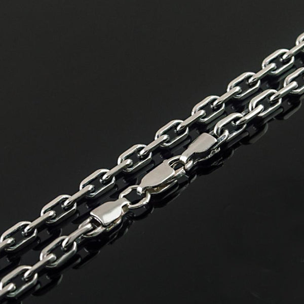 Mens 925 Sterling Silver 5mm Custom Anchor Rolo Link Chain