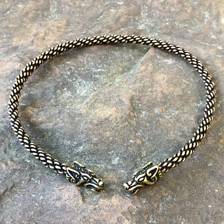 Wolf Torc (Light Braid) - Bronze