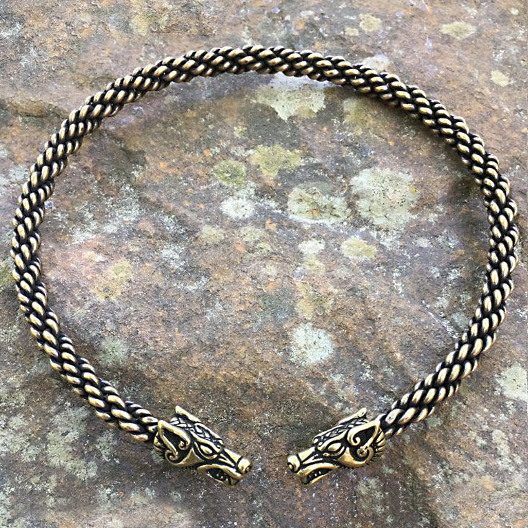Wolf Torc (Medium Braid) - Bronze