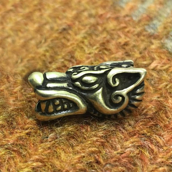 Wolf Head Beard Bead - Bronze