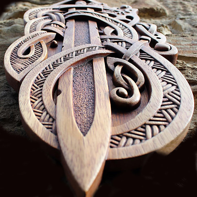 Carved Wood Viking Sword