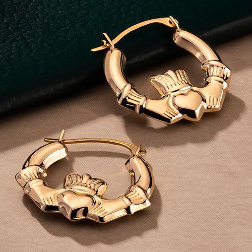 Claddagh Creole Earrings - Gold (10k or 14k)