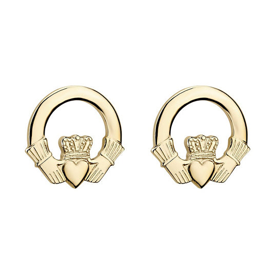 Claddagh Post Earrings - 10k Gold