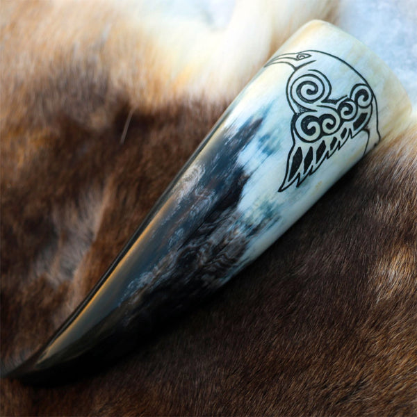 Celtic Crow Drinking Horn