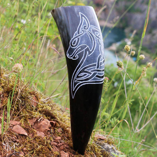 Norse Viking Wolf Drinking Horn