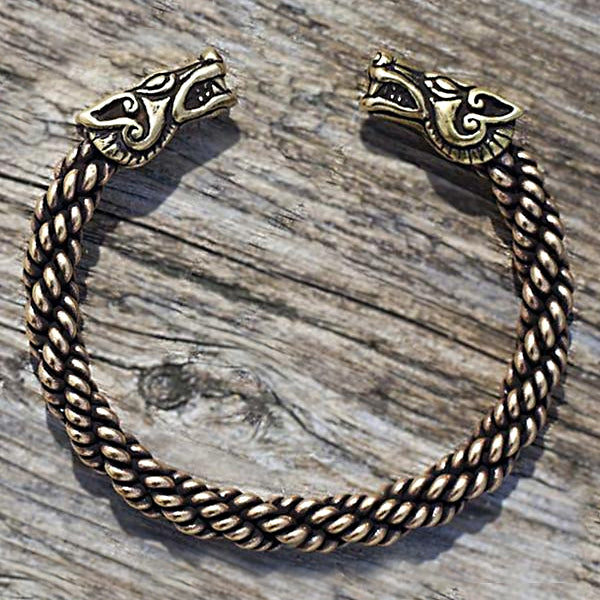 Freki and Geri Wolf Bracelet - Bronze