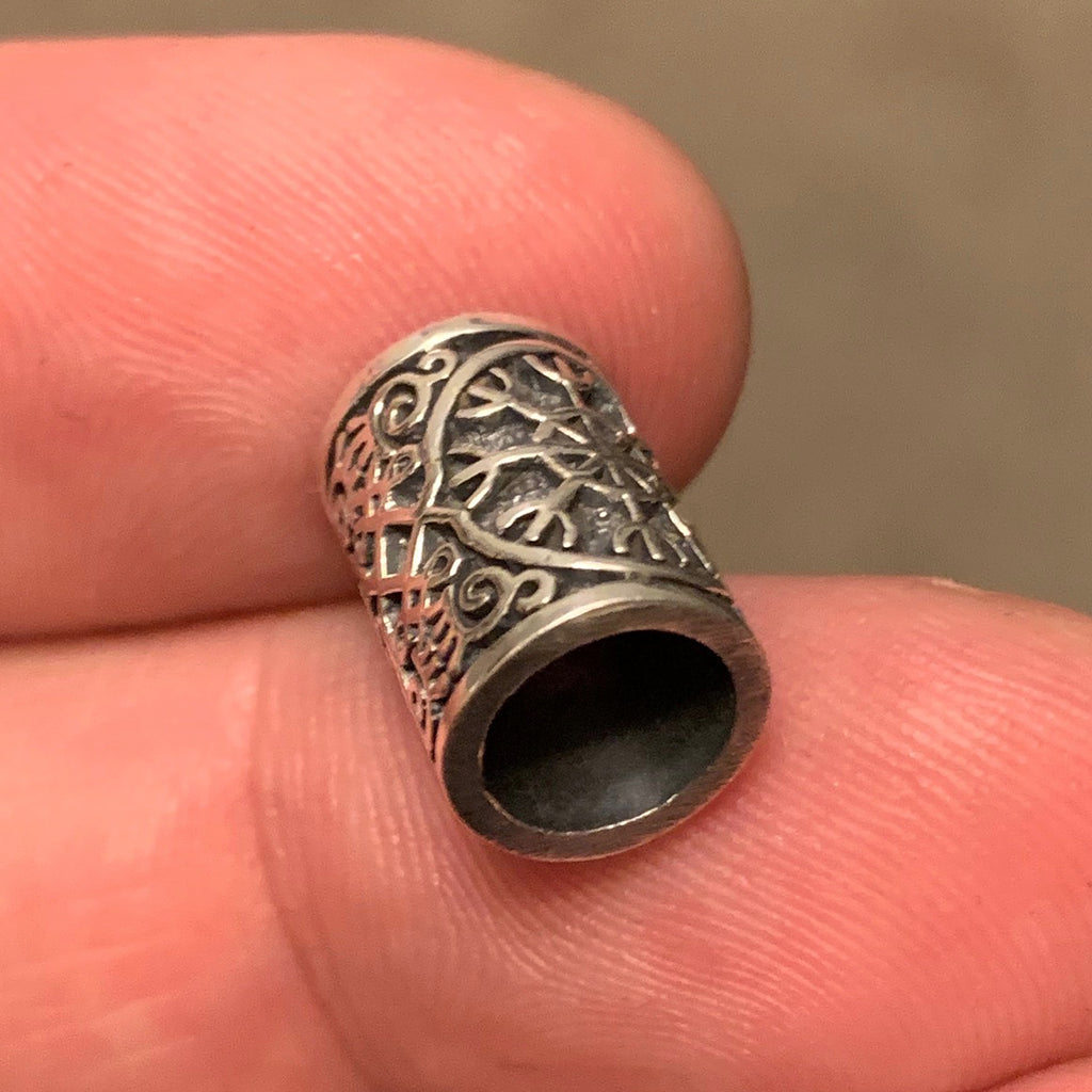 Helm of Awe Beard Bead - Sterling Silver