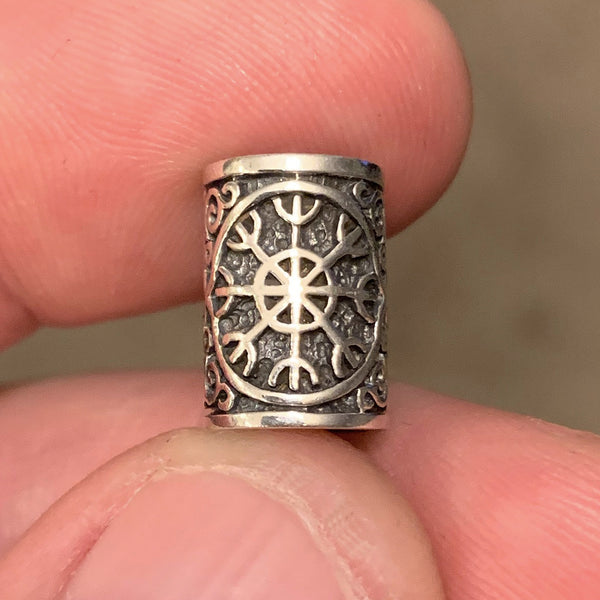 Helm of Awe Beard Bead - Sterling Silver