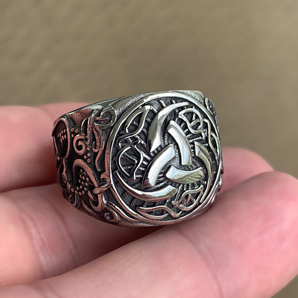 Horns of Odin Ring - Stainless Steel