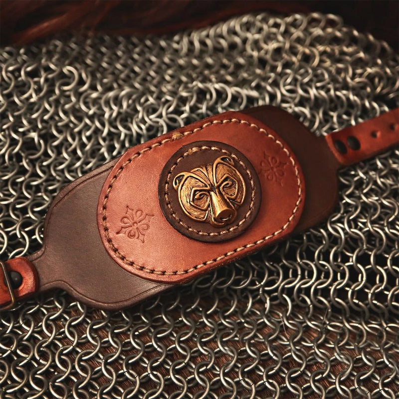 Berserker Bear Leather Bracelet