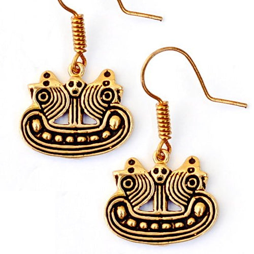 Viking Ship Replica Earrings - Silver