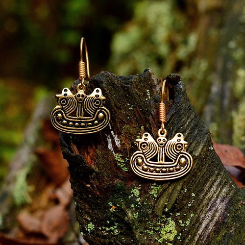 Viking Ship Replica Earrings - Silver