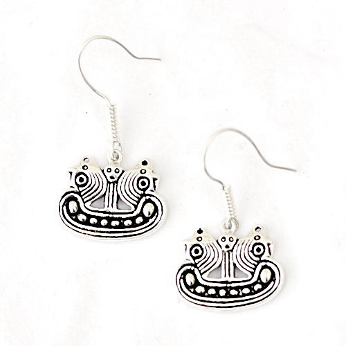 Viking Ship Replica Earrings - Silver