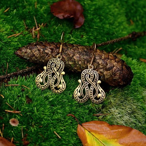 Midgard Serpent Earrings - Bronze or Silver