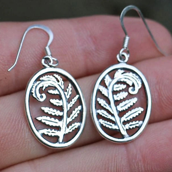 Nordic Fern Earrings - Sterling Silver