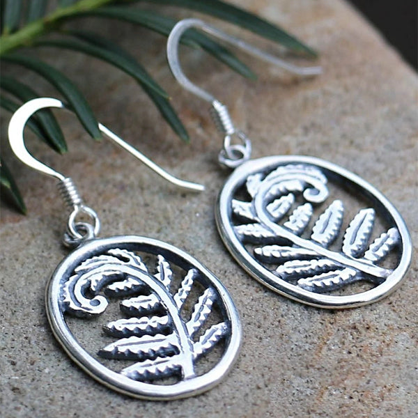 Nordic Fern Earrings - Sterling Silver