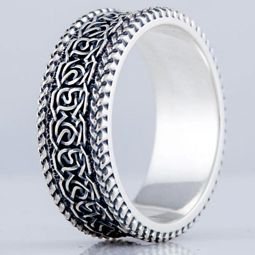 Norse Knotwork Wedding Band - Sterling Silver