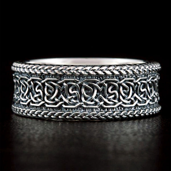 Norse Knotwork Wedding Band - Sterling Silver