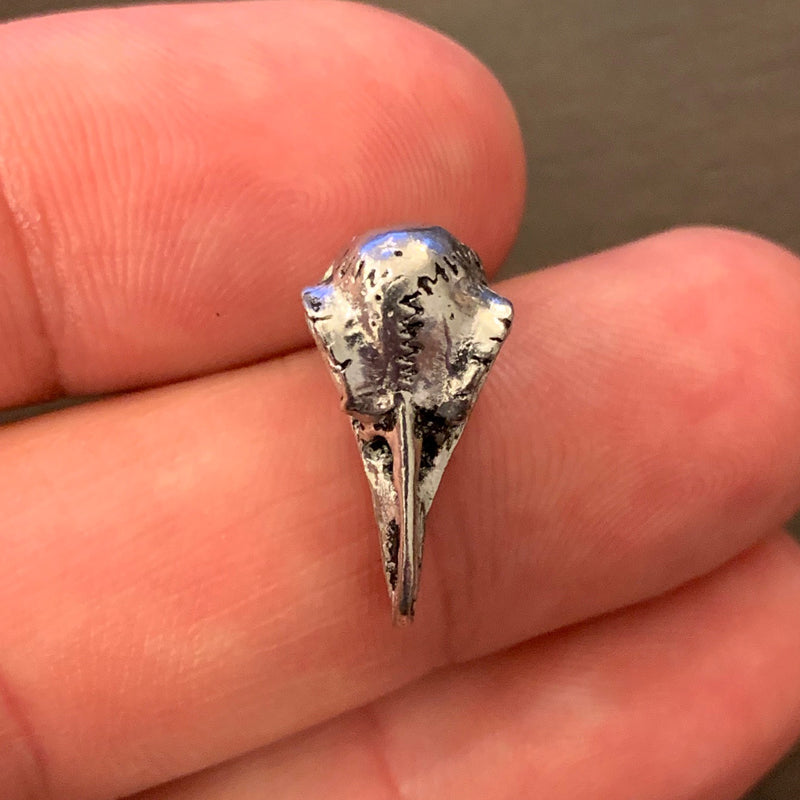 Raven Skull Beard Bead - Pewter