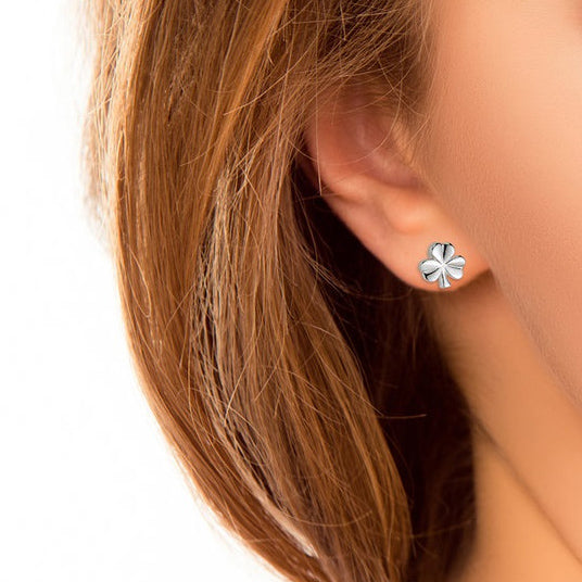 Irish Shamrock Stud Earrings - Sterling Silver