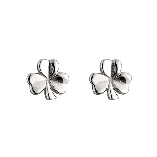 Irish Shamrock Stud Earrings - Sterling Silver