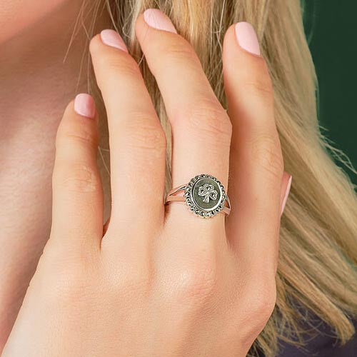 Silver & Marble Shamrock Ring