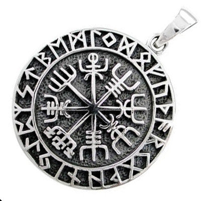 Viking Runes Silver Necklace with Black Opal Ansuz - Ready to Ship