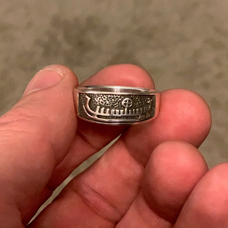 Viking Ship Ring - Sterling Silver