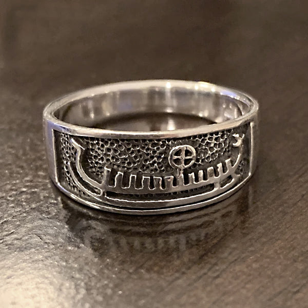 Viking Ship Ring - Sterling Silver