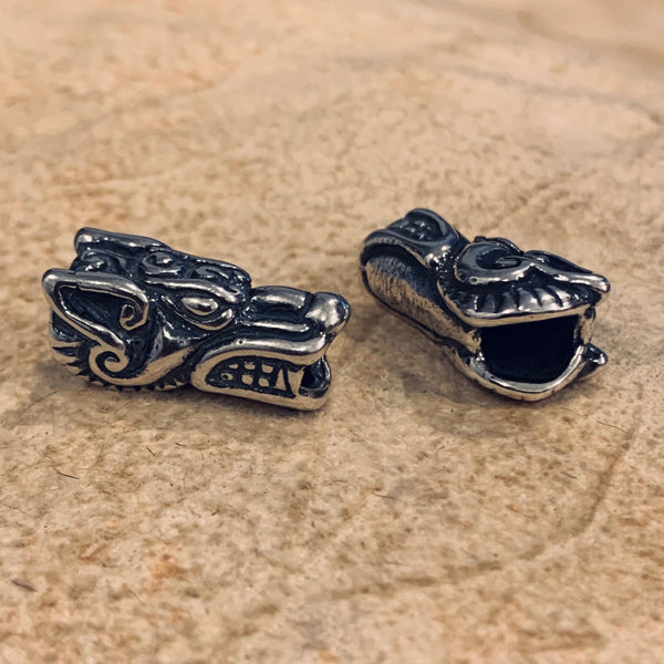 Wolf Head Beard Bead - Sterling Silver