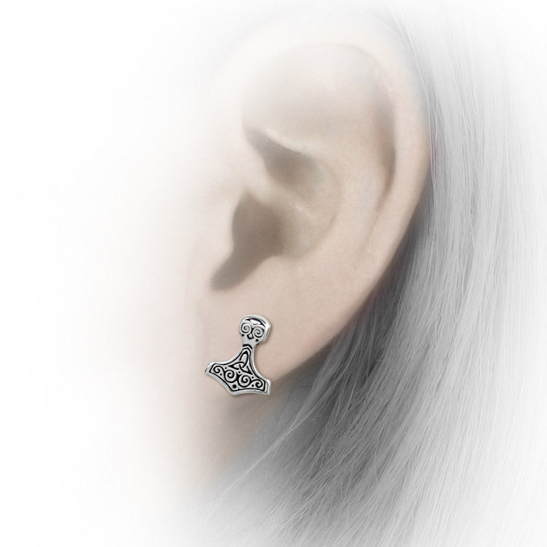 Thor Hammer Ear Studs - English Pewter
