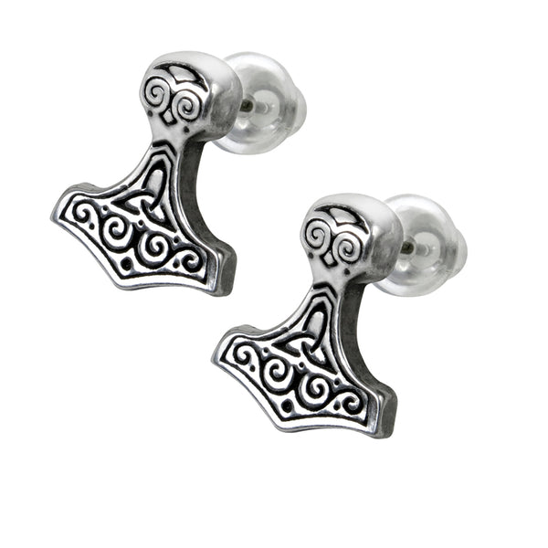 Thor Hammer Ear Studs - English Pewter