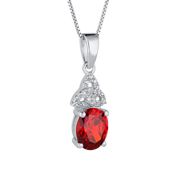 Triquetra Necklace - Sterling Silver with Birth Stone