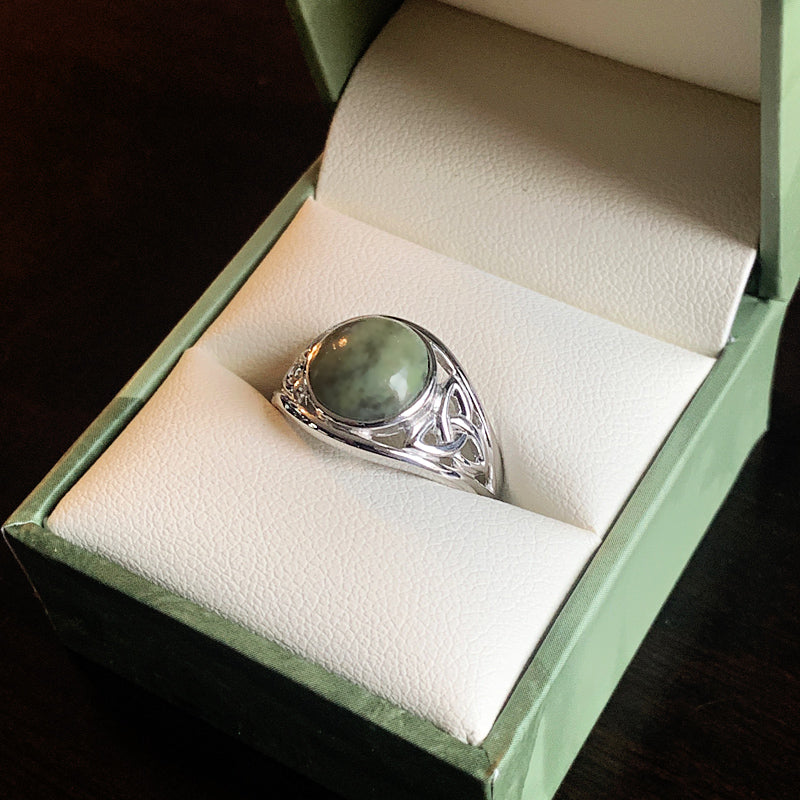 Triquetra Ring - Silver and Marble