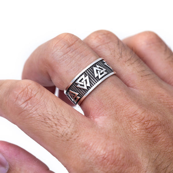Sterling Silver Valknut Ring
