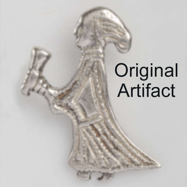 Pewter Valkyrie with Drinking Horn Pendant | Norse Artifact