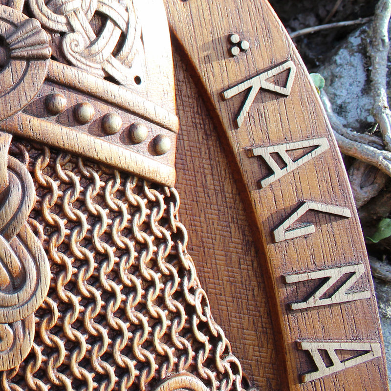Carved Wood Viking with Helmet Wall Hanging